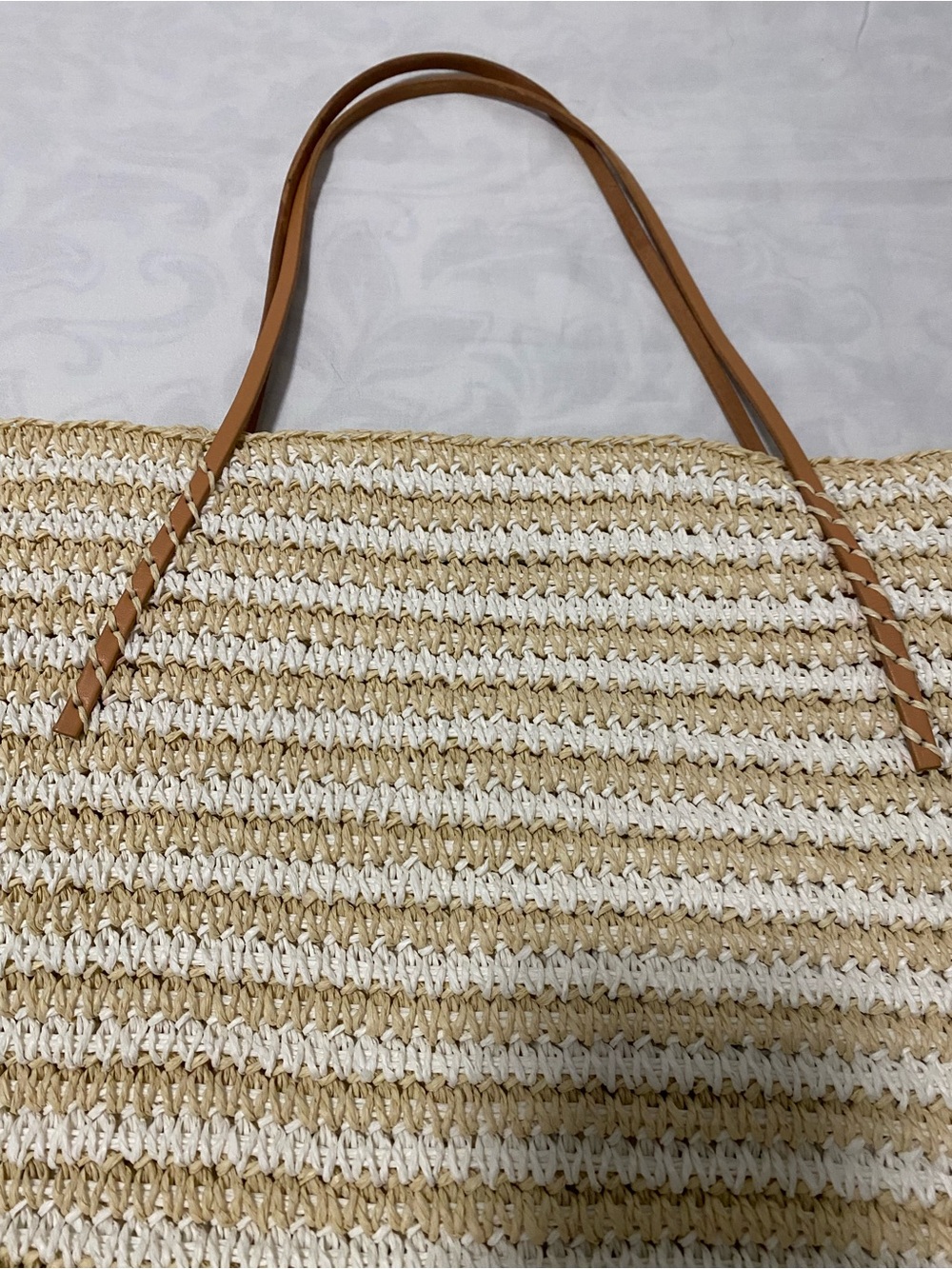 Buji Baja Striped Tan & White Tote - Picture 4 of 6
